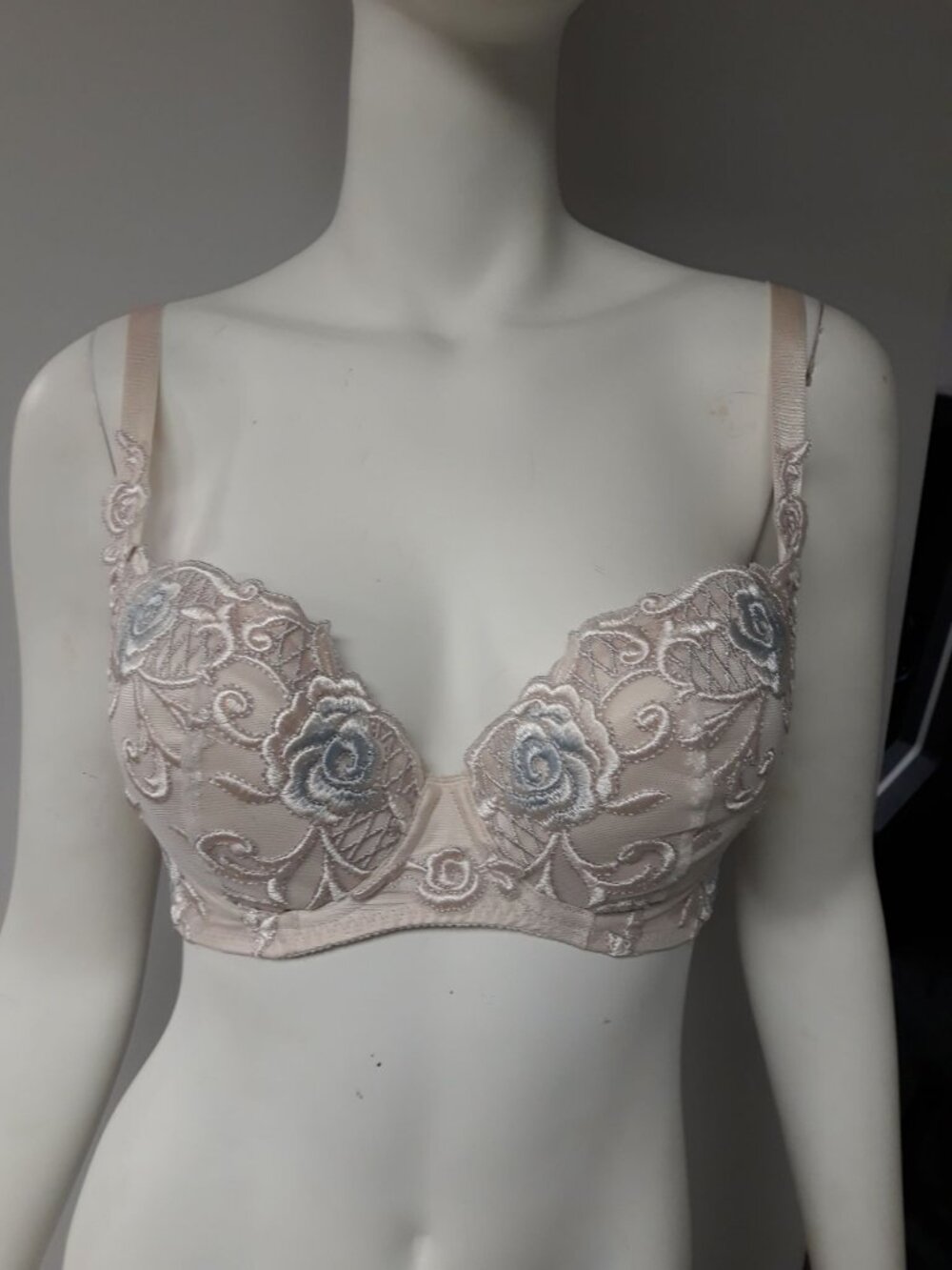 Bradelis Natalie Bra Cream and Blue Size 32 D NEW WITH TAGS!